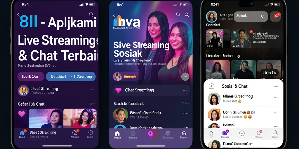 Antarmuka menarik aplikasi 8II untuk Live Streaming.