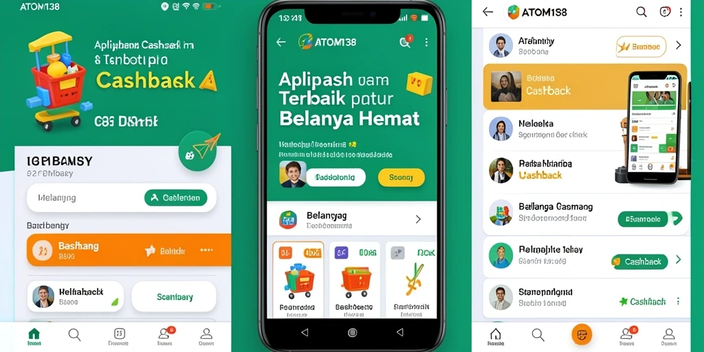 Antarmuka aplikasi ATOM138 menampilkan fungsi cashback yang menarik dan informatif.