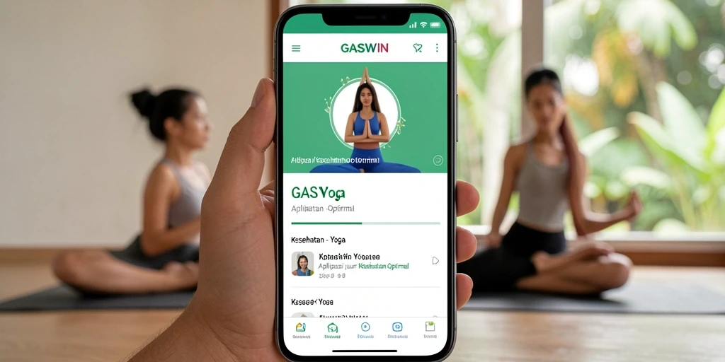Antarmuka GASWIN menampilkan latihan yoga dengan jelas dan mudah diakses.