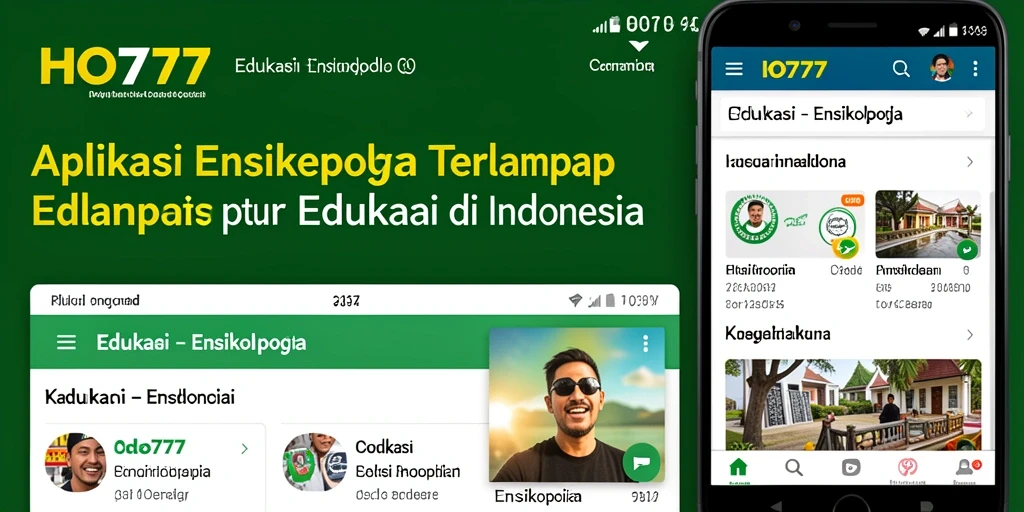 Tampilan antarmuka aplikasi Ensiklopedia HO777 yang menarik.