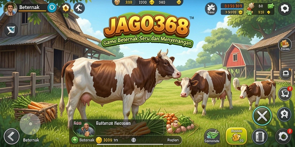 Antarmuka JAGO368 yang menunjukkan aktivitas beternak yang seru.