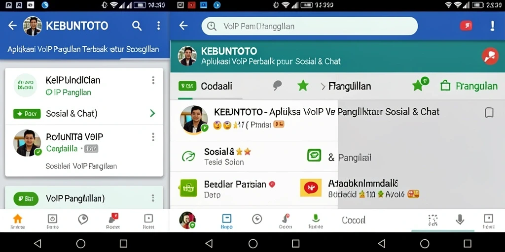 Antarmuka KEBUNTOTO dengan fitur panggilan VoIP yang interaktif.