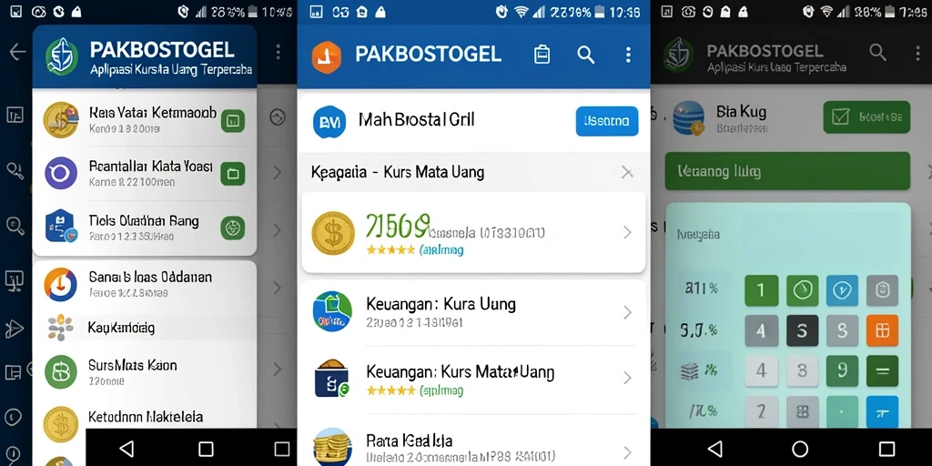Antarmuka PAKBOSTOGEL yang menampilkan kurs mata uang secara real-time.